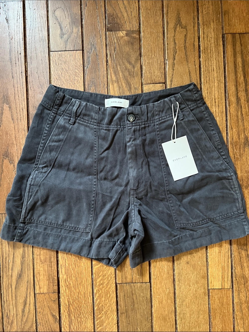 Everlane Graphite Black Tencel Utility Shorts Size 4 NEW WITH TAGS